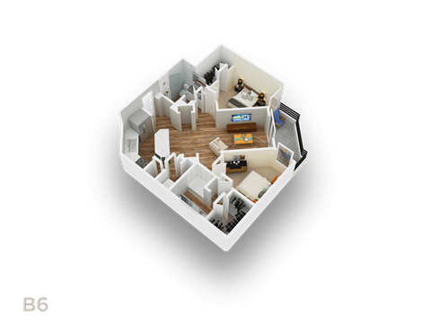 Floor plan for 2 beds, 2 baths, 1228 sqft